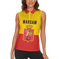 Personalized Warsaw Capital of Poland Women Sleeveless Polo Shirt Royal Syrenka Heraldic Design