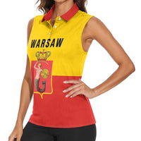 Personalized Warsaw Capital of Poland Women Sleeveless Polo Shirt Royal Syrenka Heraldic Design