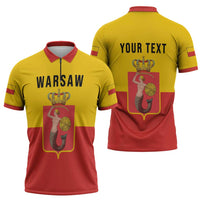 Personalized Warsaw Capital of Poland Zipper Polo Shirt Royal Syrenka Heraldic Design