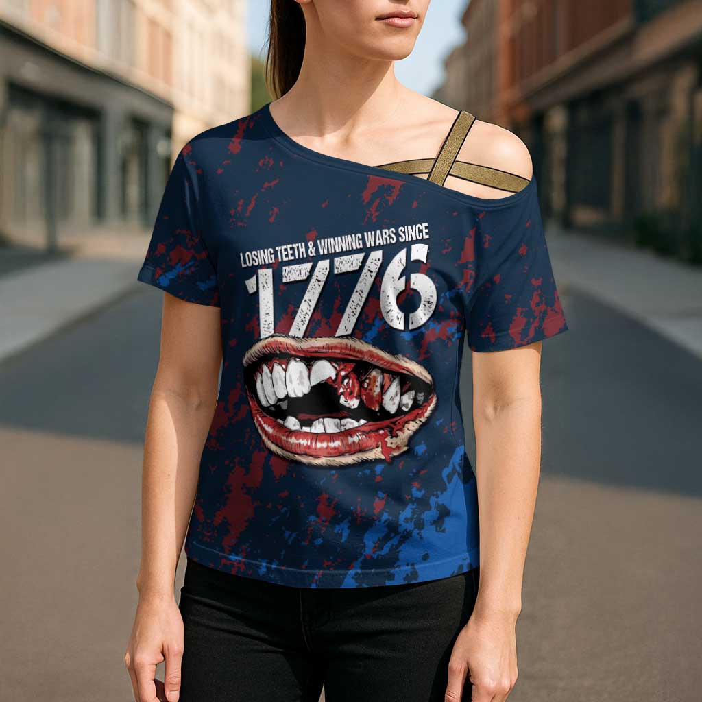 USA Ice Hockey Cross Shoulder Shirt Losing Teeth and Winning Wars Since 1776