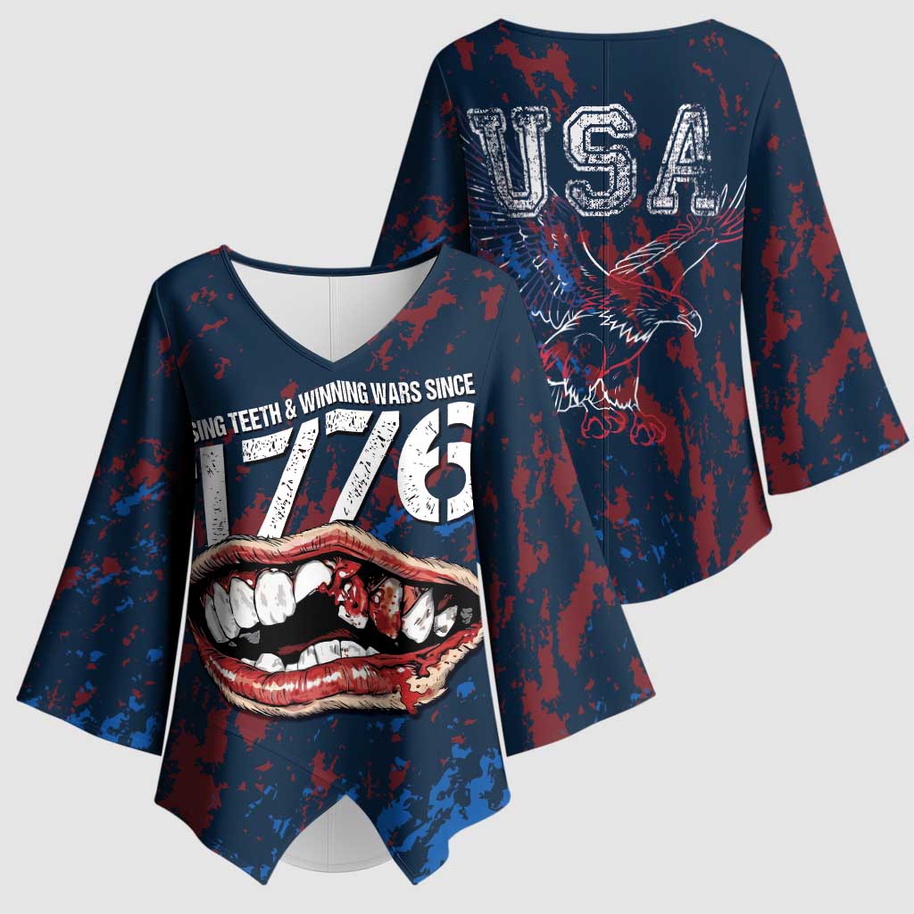 USA Ice Hockey Kimono Sleeve Blouse Losing Teeth and Winning Wars Since 1776