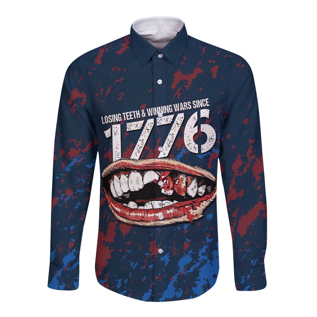 USA Ice Hockey Long Sleeve Button Shirt Losing Teeth and Winning Wars Since 1776