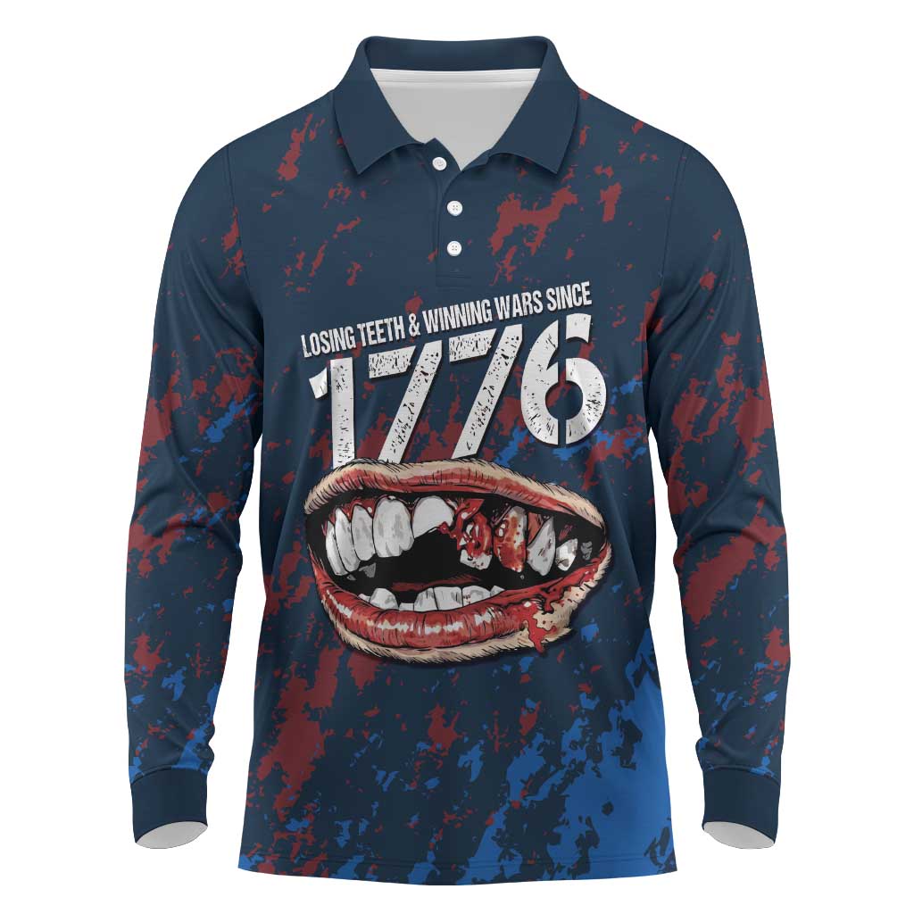 USA Ice Hockey Long Sleeve Polo Shirt Losing Teeth and Winning Wars Since 1776