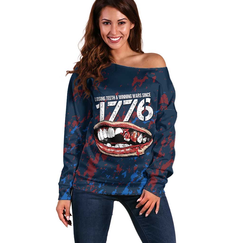USA Ice Hockey Off Shoulder Sweater Losing Teeth and Winning Wars Since 1776