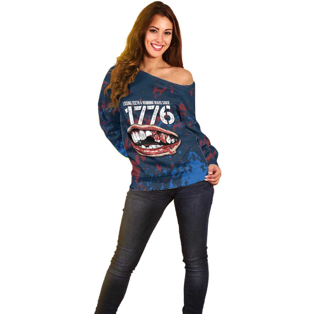 USA Ice Hockey Off Shoulder Sweater Losing Teeth and Winning Wars Since 1776