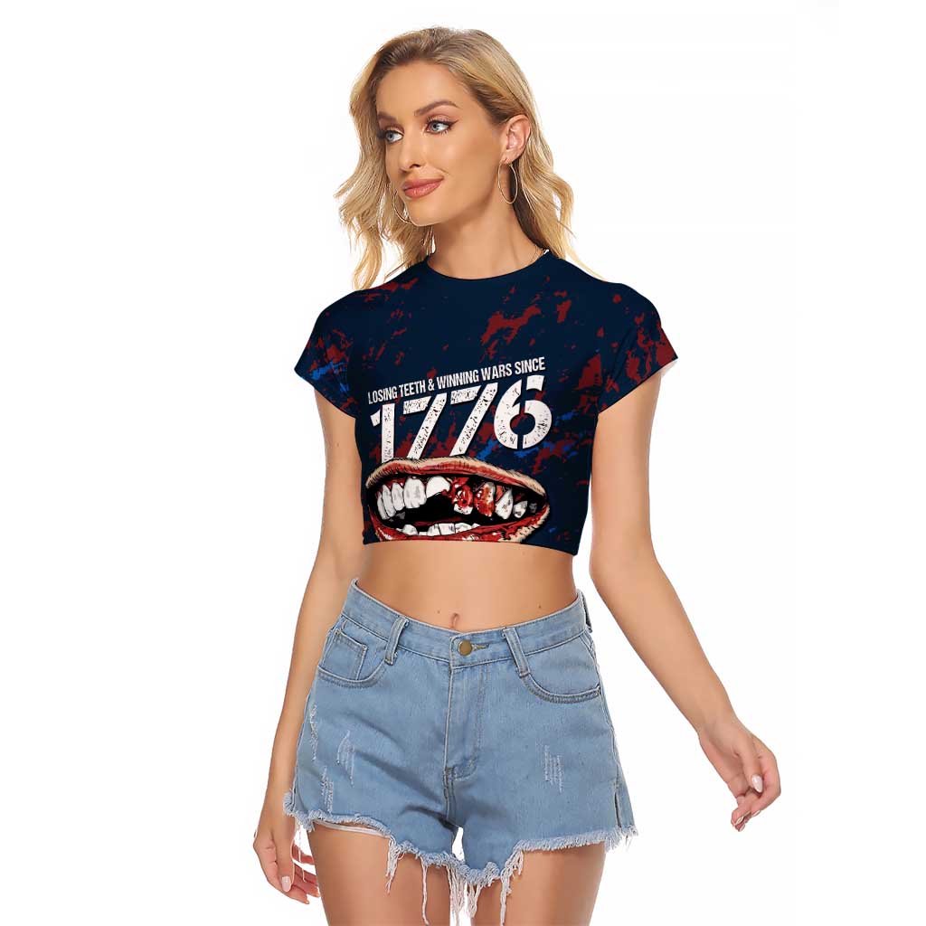 USA Ice Hockey Raglan Cropped T Shirt Losing Teeth and Winning Wars Since 1776