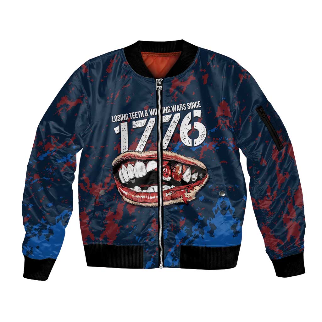 USA Ice Hockey Sleeve Zip Bomber Jacket Losing Teeth and Winning Wars Since 1776