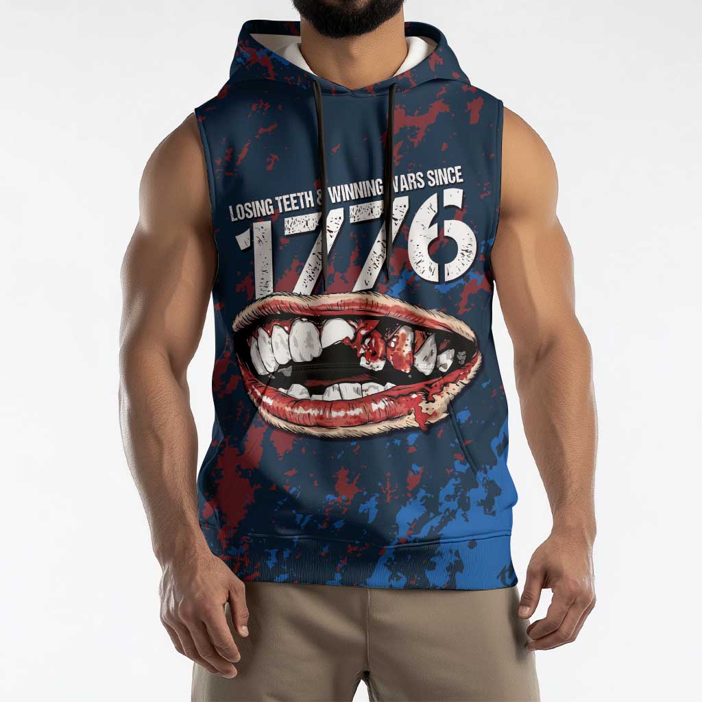 USA Ice Hockey Sleeveless Hoodie Losing Teeth and Winning Wars Since 1776