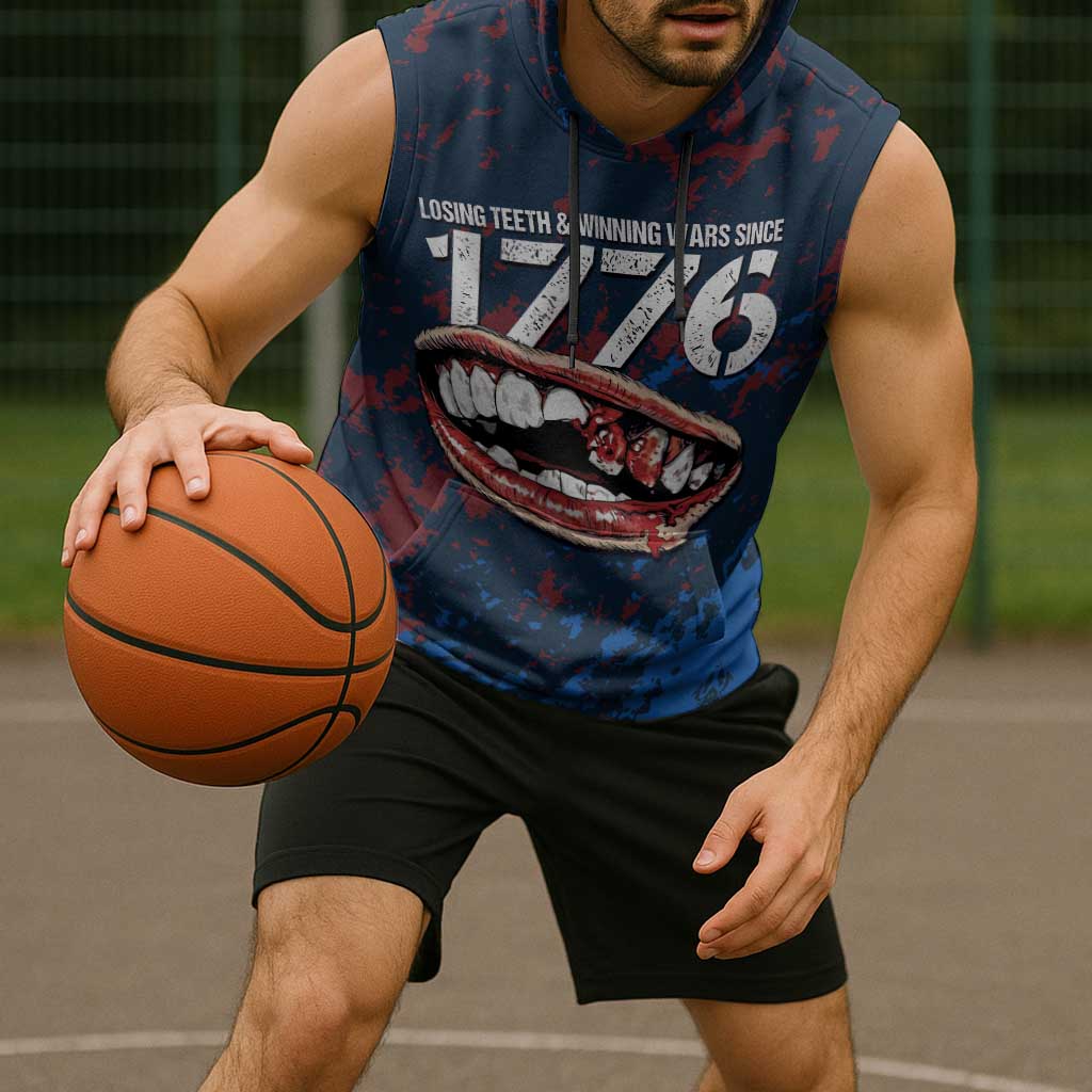 USA Ice Hockey Sleeveless Hoodie Losing Teeth and Winning Wars Since 1776