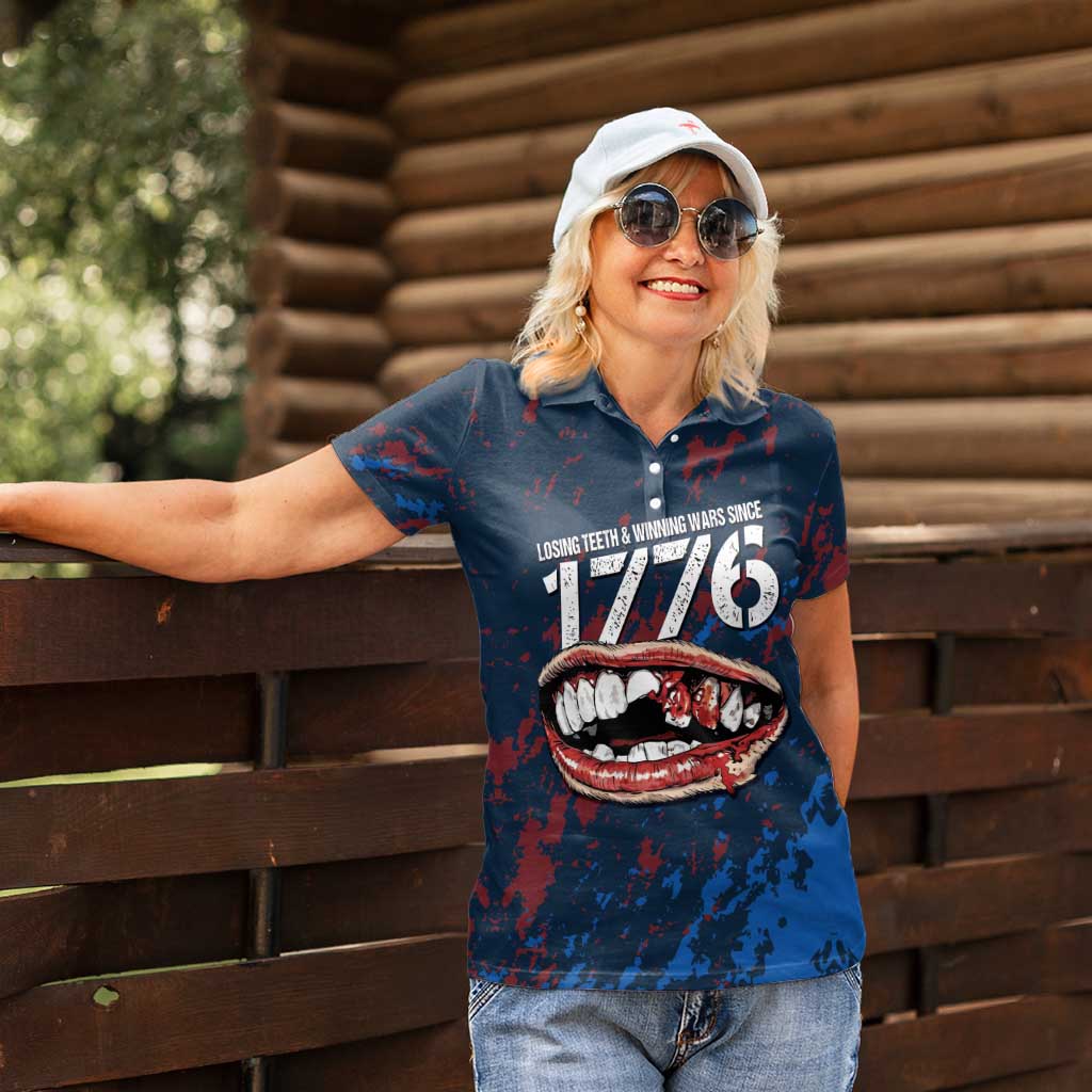 USA Ice Hockey Women Polo Shirt Losing Teeth and Winning Wars Since 1776