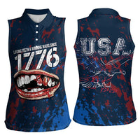 USA Ice Hockey Women Sleeveless Polo Shirt Losing Teeth and Winning Wars Since 1776