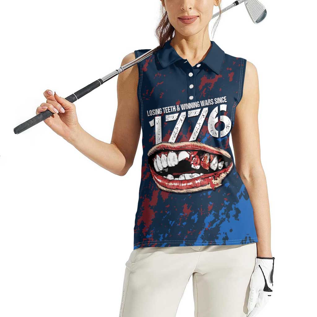 USA Ice Hockey Women Sleeveless Polo Shirt Losing Teeth and Winning Wars Since 1776