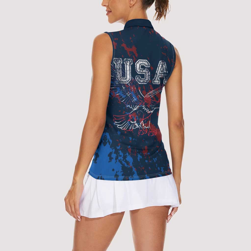 USA Ice Hockey Women Sleeveless Polo Shirt Losing Teeth and Winning Wars Since 1776