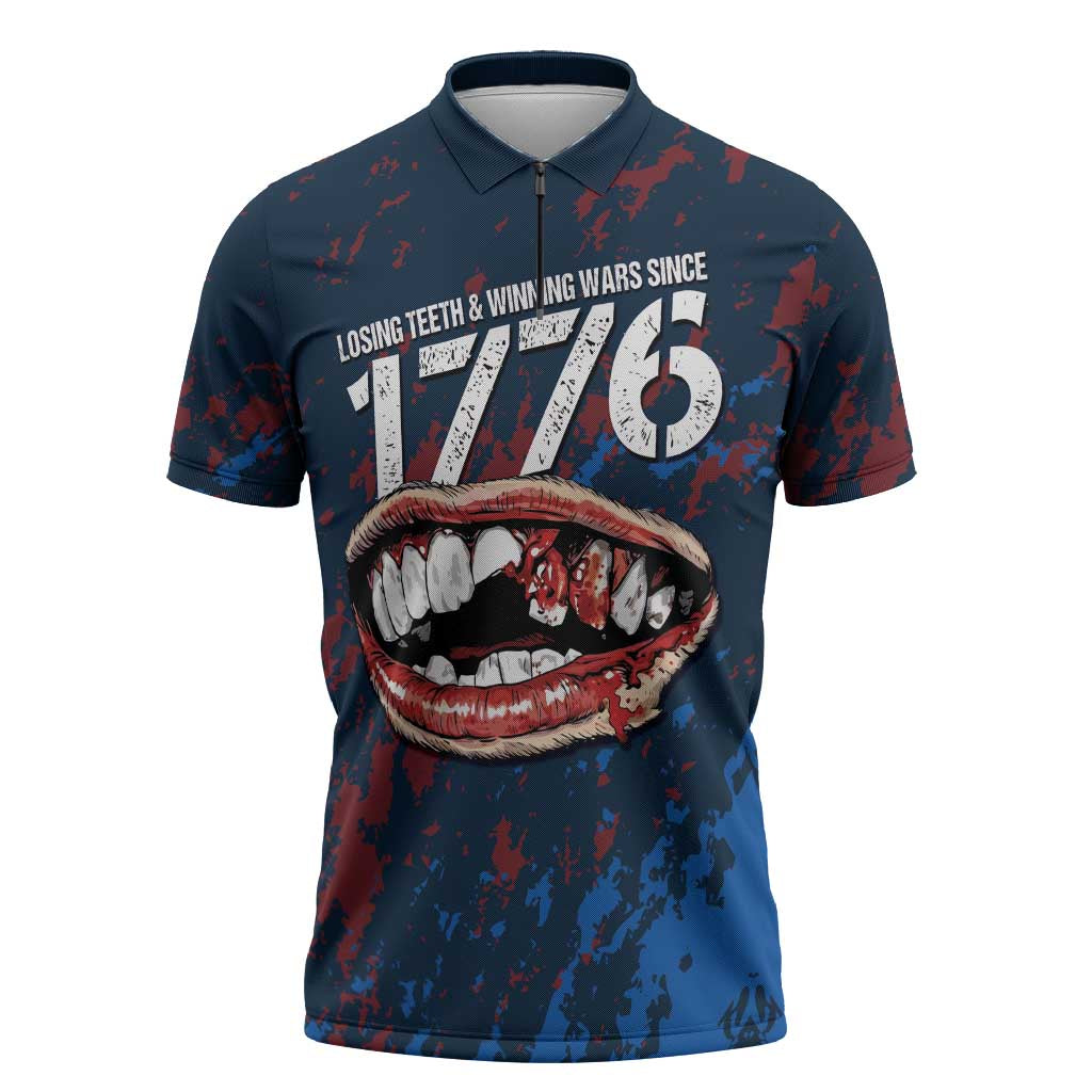 USA Ice Hockey Zipper Polo Shirt Losing Teeth and Winning Wars Since 1776