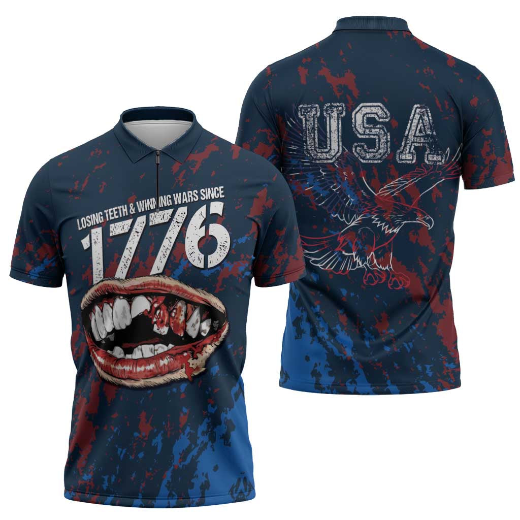 USA Ice Hockey Zipper Polo Shirt Losing Teeth and Winning Wars Since 1776