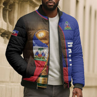 Personalized Afro Haiti Football 2026 Bomber Puffer Jacket Trophy Flag Pride Art