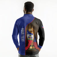 Personalized Afro Haiti Football 2026 Long Sleeve Polo Shirt Trophy Flag Pride Art