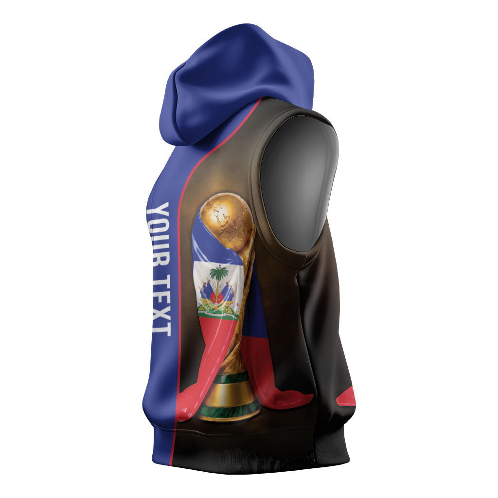 Personalized Afro Haiti Football 2026 Sleeveless Hoodie Trophy Flag Pride Art