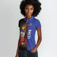 Personalized Afro Haiti Football 2026 Women Polo Shirt Trophy Flag Pride Art