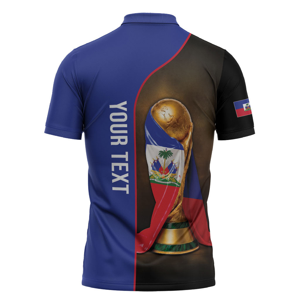 Personalized Afro Haiti Football 2026 Zipper Polo Shirt Trophy Flag Pride Art