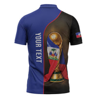 Personalized Afro Haiti Football 2026 Zipper Polo Shirt Trophy Flag Pride Art