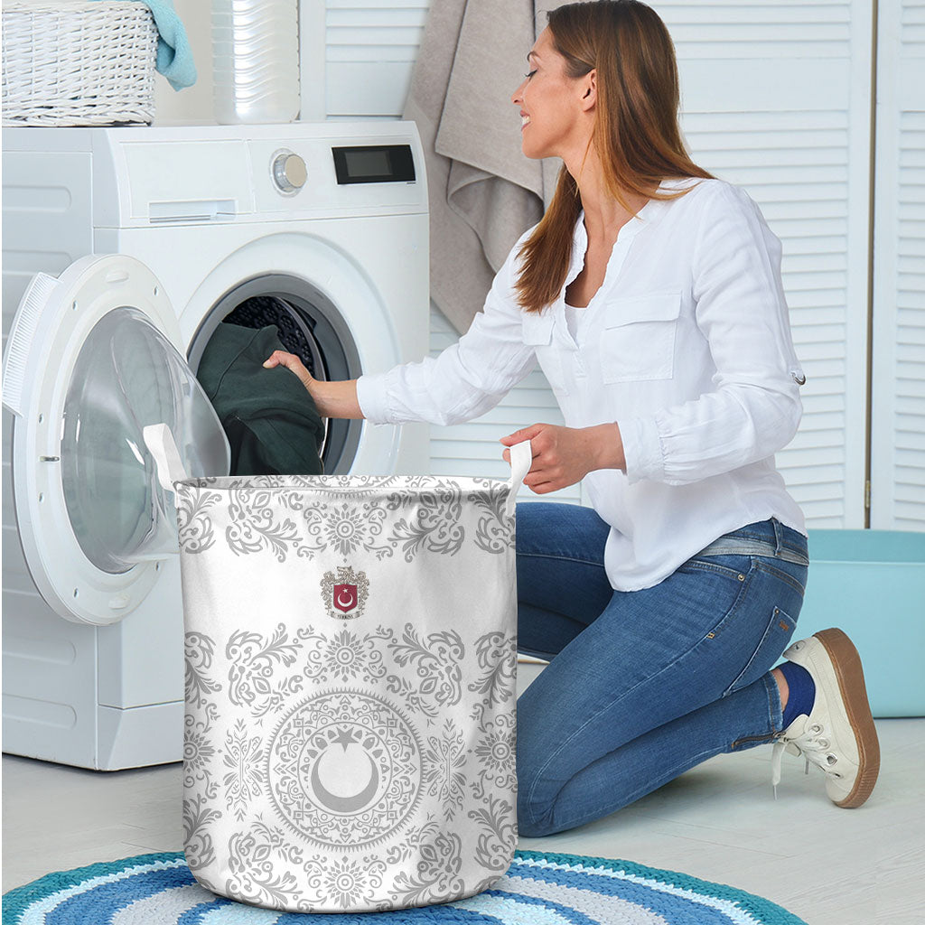 World Football 2026 Turkey Laundry Basket Crescent Stars Ottoman Baroque White Version
