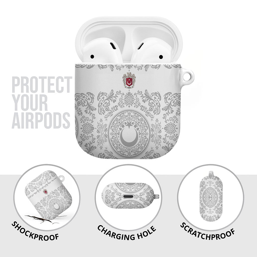 World Football 2026 Turkey AirPods Case Crescent Stars Ottoman Baroque White Version
