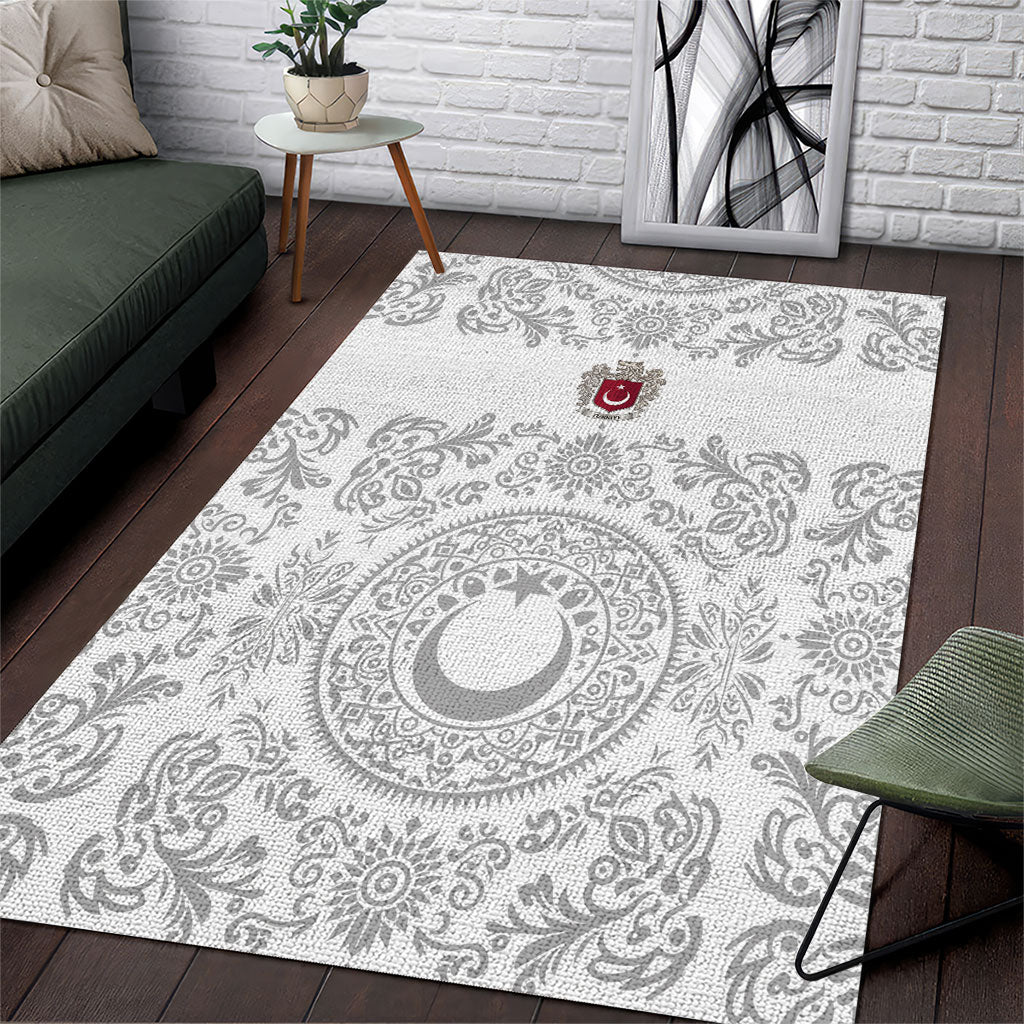 World Football 2026 Turkey Area Rug Crescent Stars Ottoman Baroque White Version