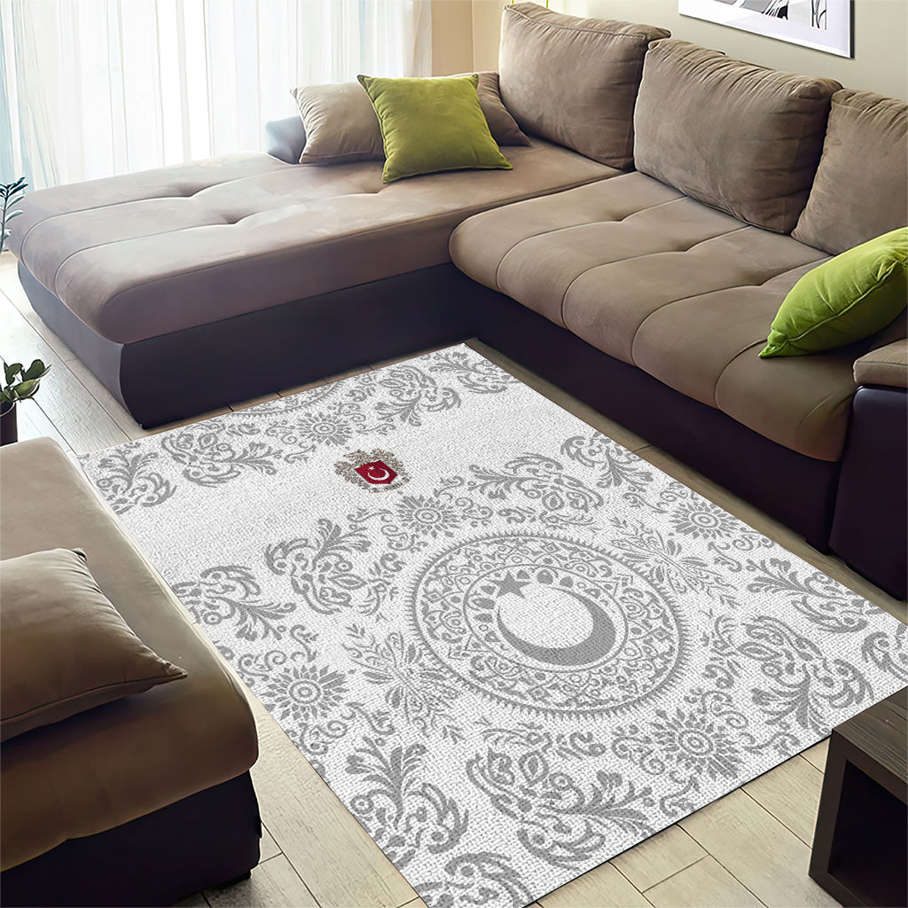 World Football 2026 Turkey Area Rug Crescent Stars Ottoman Baroque White Version