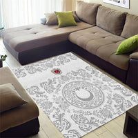 World Football 2026 Turkey Area Rug Crescent Stars Ottoman Baroque White Version