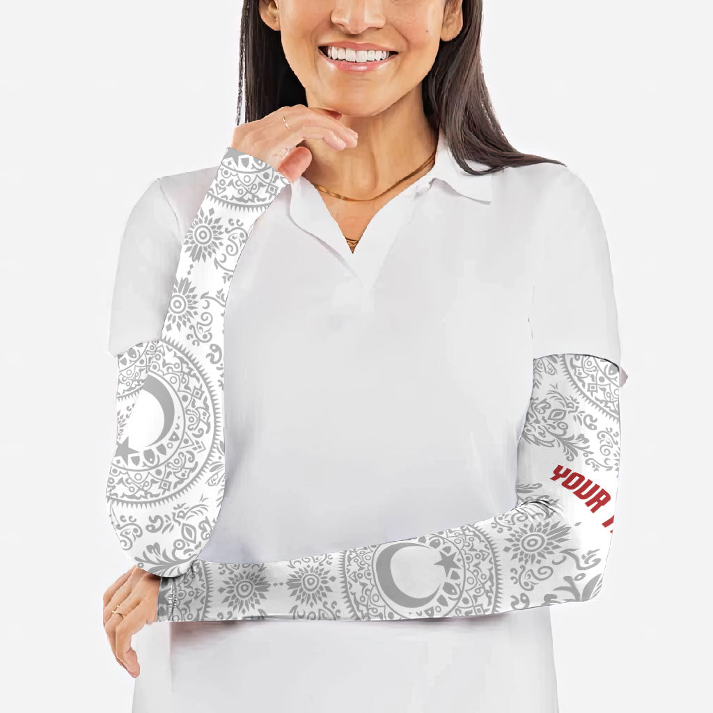 Custom World Football 2026 Turkey Arm Sleeves Crescent Stars Ottoman Baroque White Version