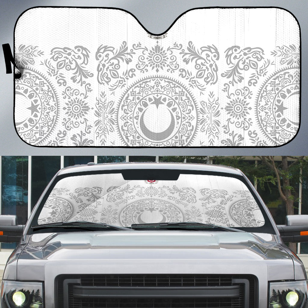 World Football 2026 Turkey Auto Sun Shade Crescent Stars Ottoman Baroque White Version