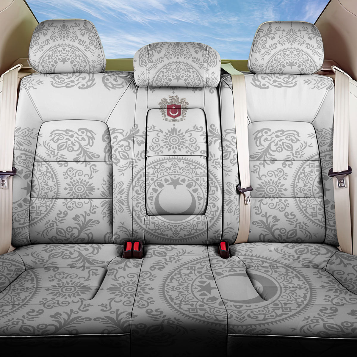 World Football 2026 Turkey Back Car Seat Cover Crescent Stars Ottoman Baroque White Version