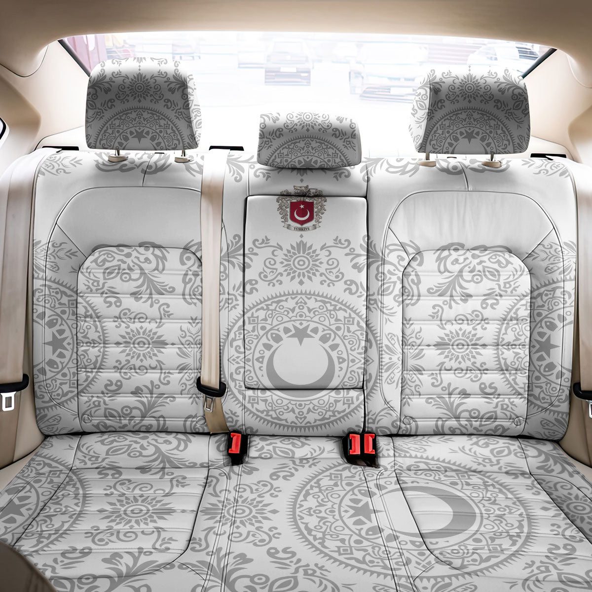 World Football 2026 Turkey Back Car Seat Cover Crescent Stars Ottoman Baroque White Version
