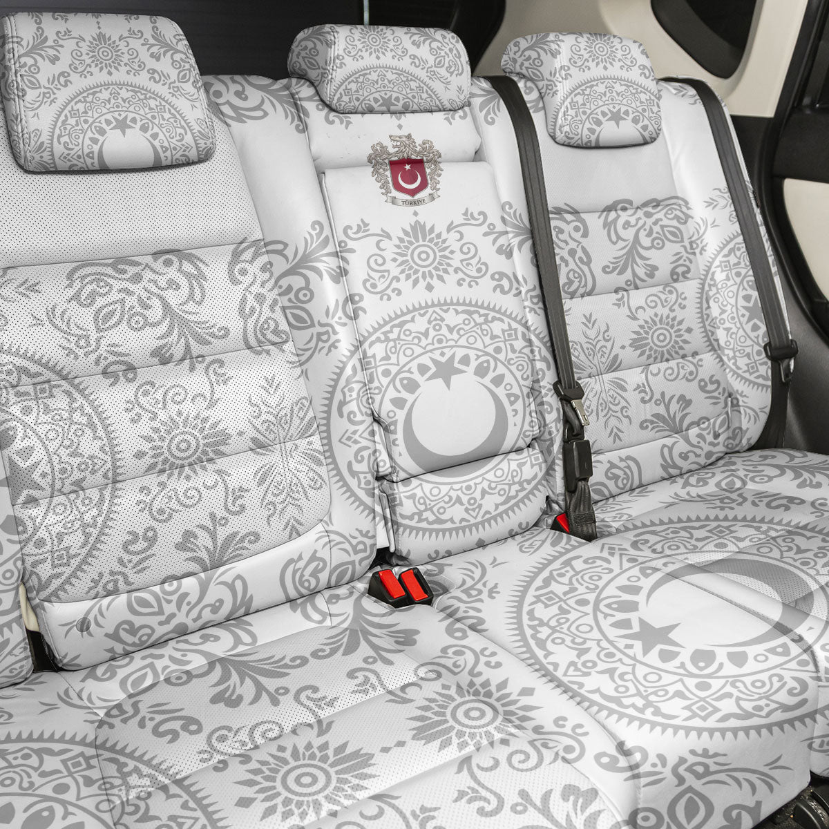 World Football 2026 Turkey Back Car Seat Cover Crescent Stars Ottoman Baroque White Version