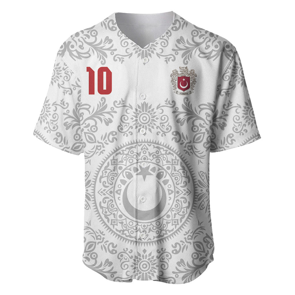 Custom World Football 2026 Turkey Baseball Jersey Crescent Stars Ottoman Baroque White Version