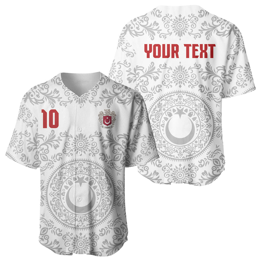 Custom World Football 2026 Turkey Baseball Jersey Crescent Stars Ottoman Baroque White Version