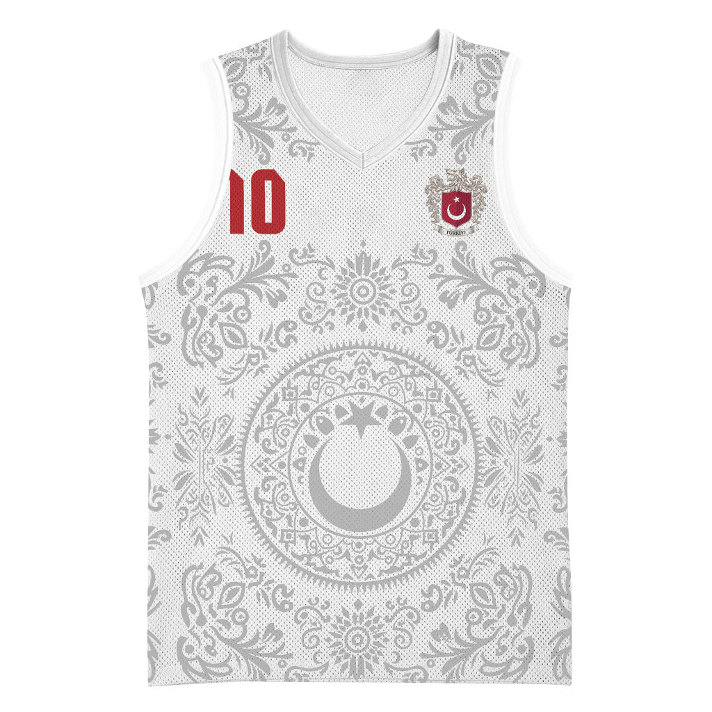 Custom World Football 2026 Turkey Basketball Jersey Crescent Stars Ottoman Baroque White Version