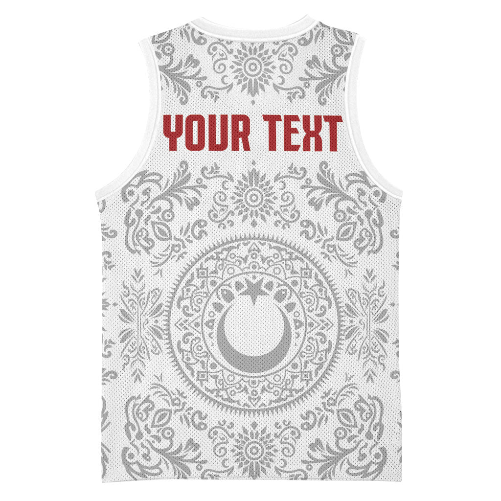 Custom World Football 2026 Turkey Basketball Jersey Crescent Stars Ottoman Baroque White Version