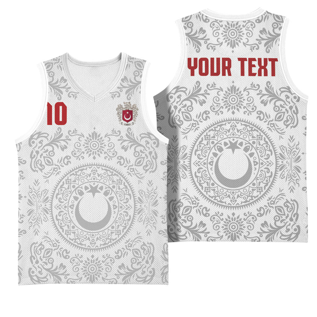Custom World Football 2026 Turkey Basketball Jersey Crescent Stars Ottoman Baroque White Version
