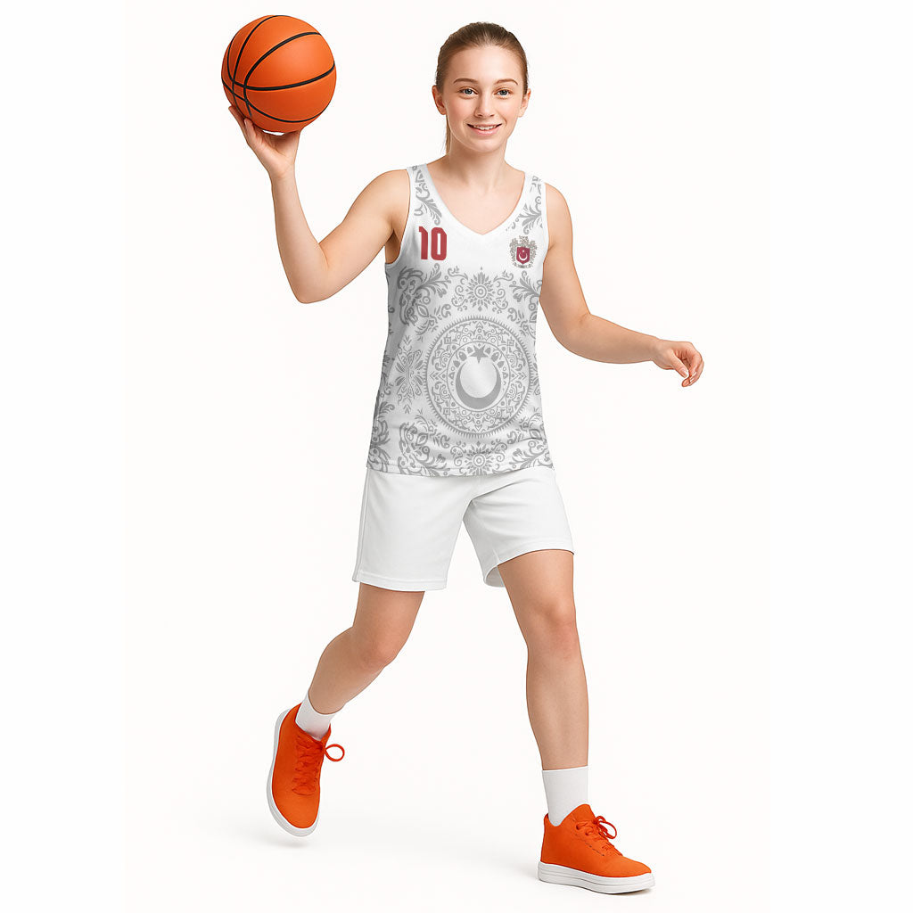 Custom World Football 2026 Turkey Basketball Jersey Crescent Stars Ottoman Baroque White Version
