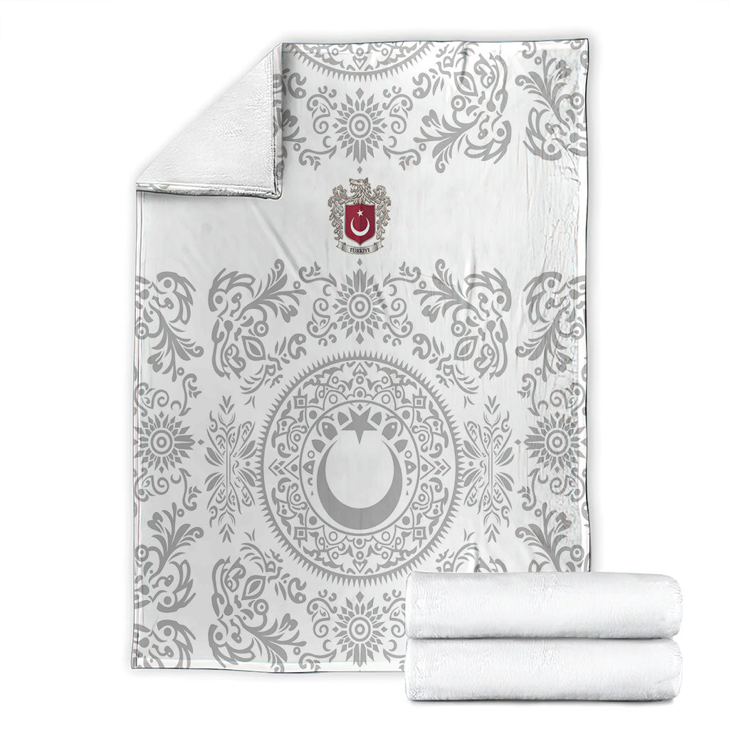 World Football 2026 Turkey Blanket Crescent Stars Ottoman Baroque White Version