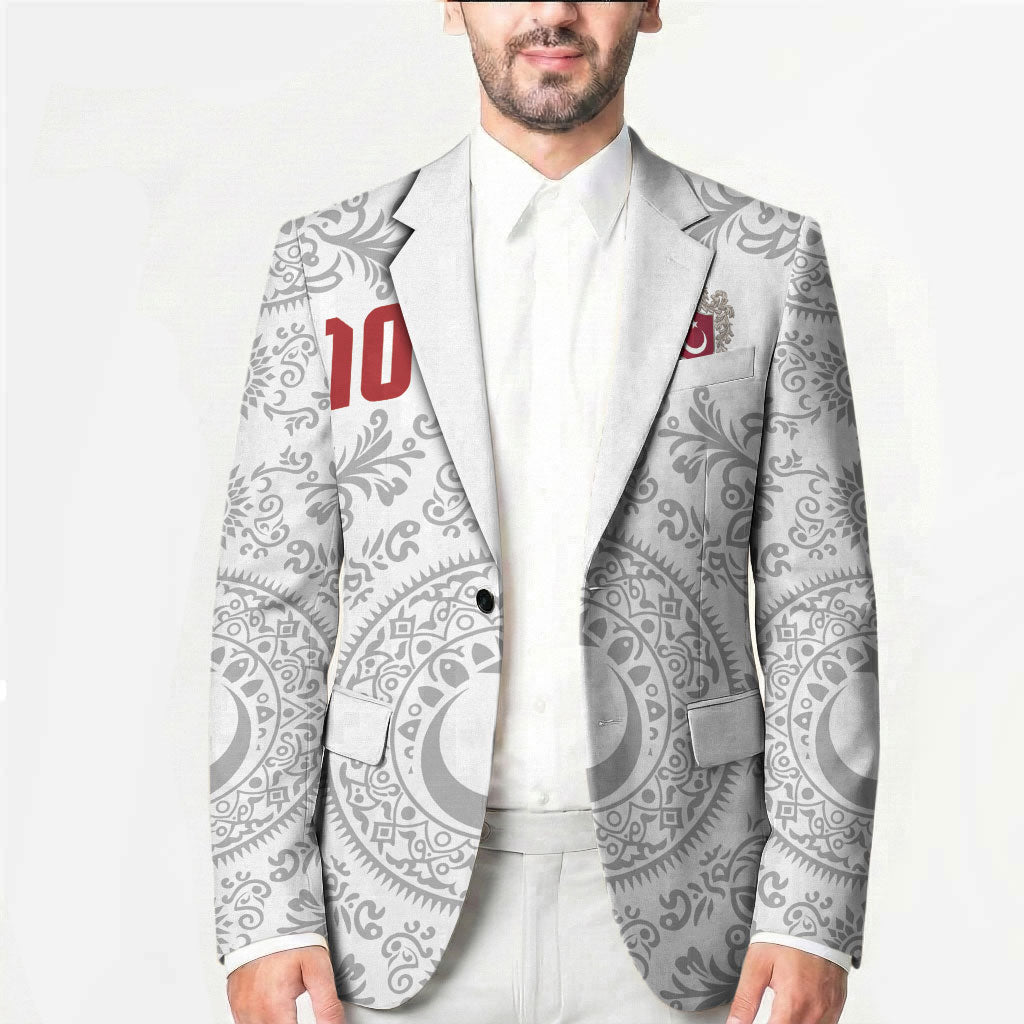 Custom World Football 2026 Turkey Blazer Crescent Stars Ottoman Baroque White Version