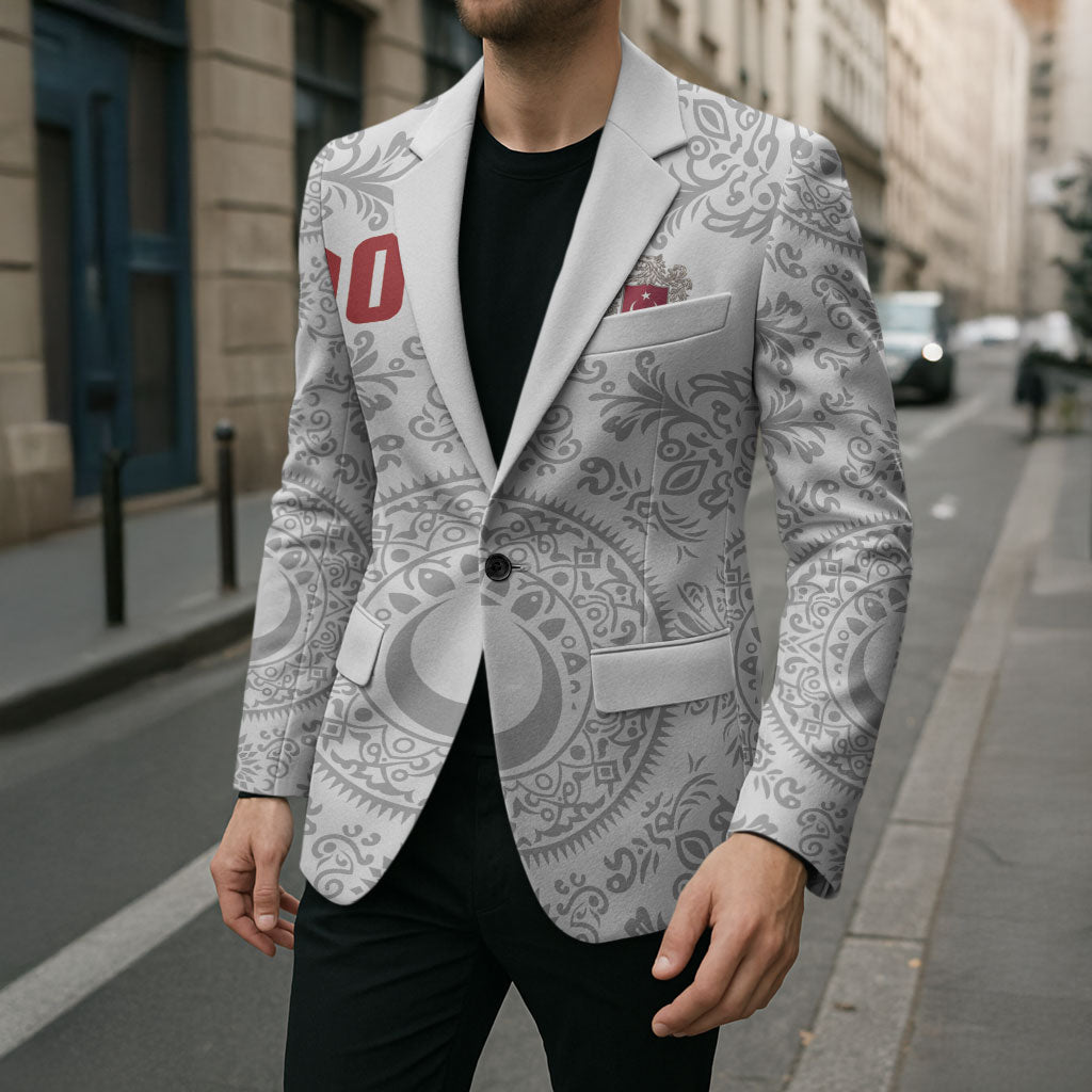 Custom World Football 2026 Turkey Blazer Crescent Stars Ottoman Baroque White Version