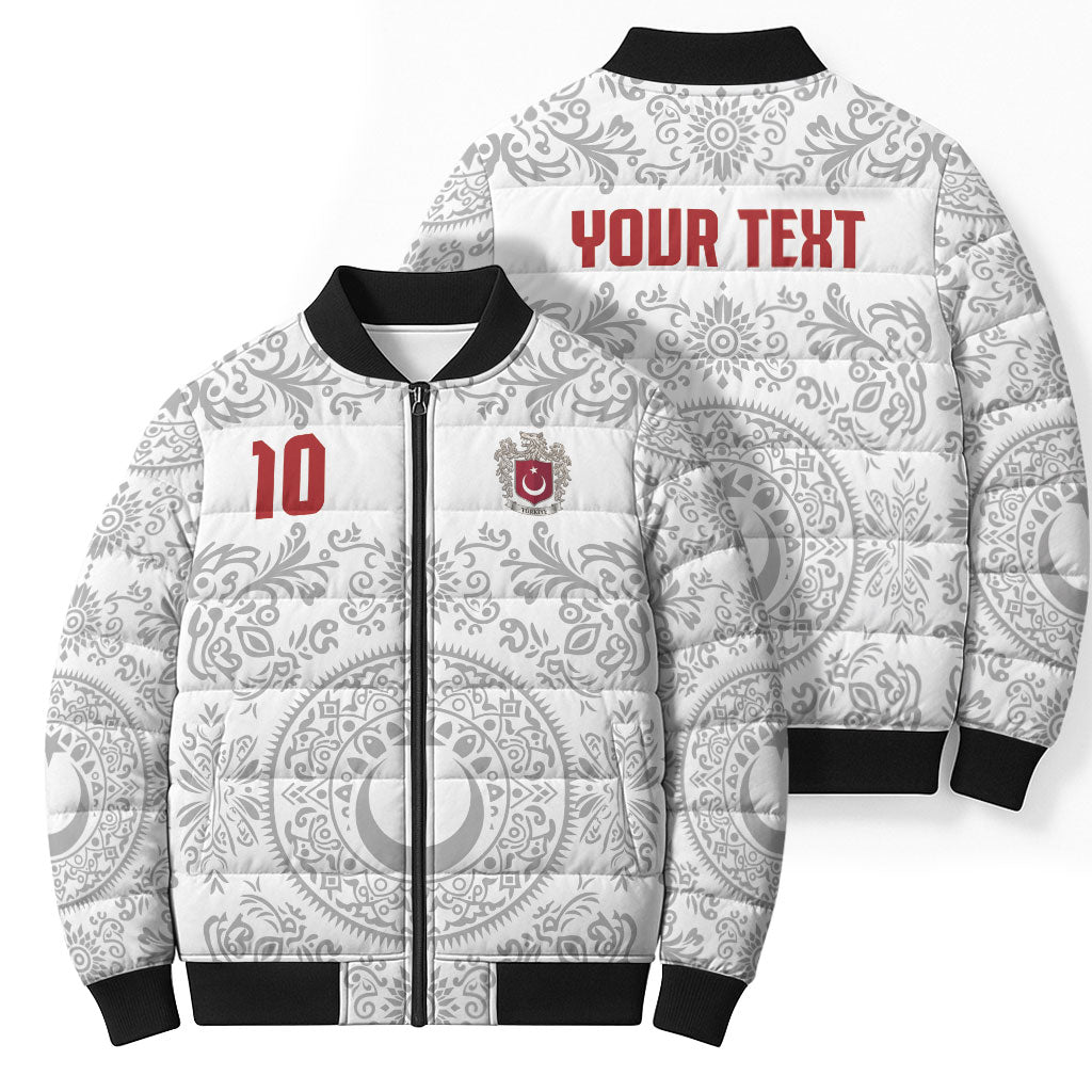 Custom World Football 2026 Turkey Bomber Puffer Jacket Crescent Stars Ottoman Baroque White Version