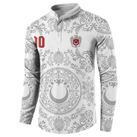 Custom World Football 2026 Turkey Button Sweatshirt Crescent Stars Ottoman Baroque White Version