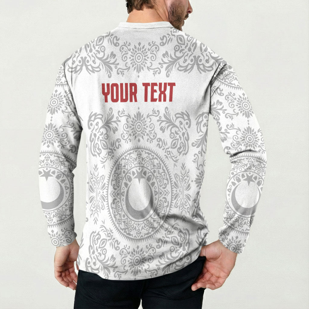 Custom World Football 2026 Turkey Button Sweatshirt Crescent Stars Ottoman Baroque White Version