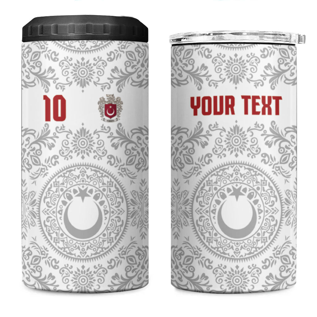 Custom World Football 2026 Turkey 4 in 1 Can Cooler Tumbler Crescent Stars Ottoman Baroque White Version