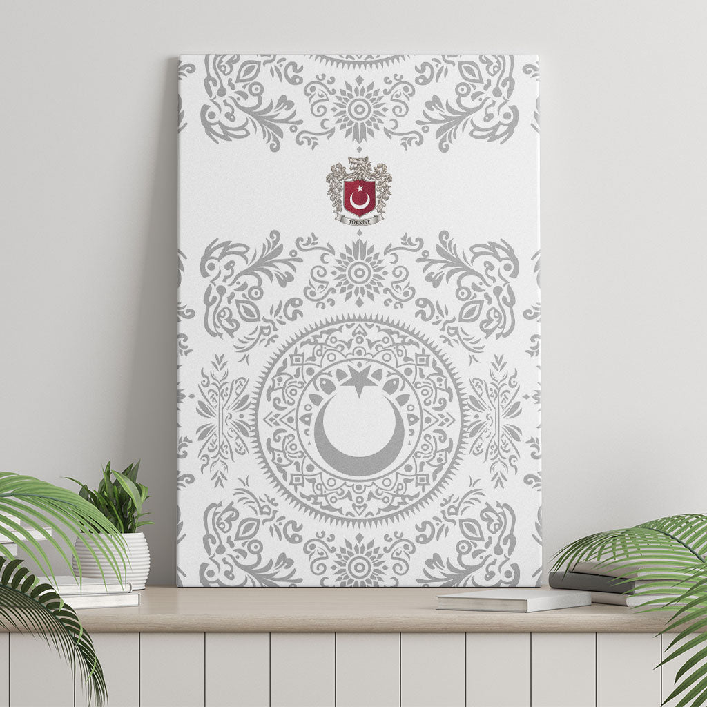 World Football 2026 Turkey Canvas Wall Art Crescent Stars Ottoman Baroque White Version