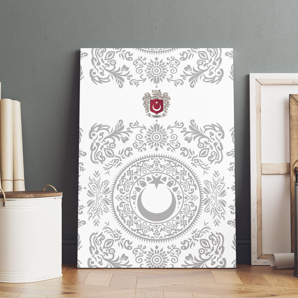 World Football 2026 Turkey Canvas Wall Art Crescent Stars Ottoman Baroque White Version